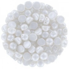 Czech 2-hole Cabochon beads 6mm Alabaster Pastel White